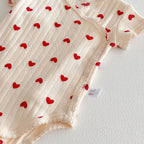 2026 Summer New Baby Sleeveless Sling Bodysuit Cute Infant Girl Heart Print Jumpsuit Cotton Toddler Sling Newborn Clothes 0-24M