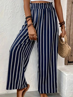 Striped Wide-Leg Pants Women loose Casual Pants Spring and Summer New High Waist straight-leg loose Pants Trousers