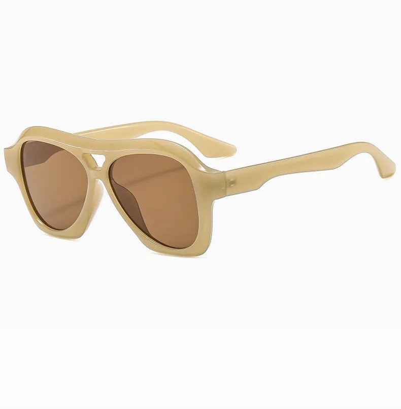 Retro Double Beam Large Frame Sunglasses for Women New Retro Fashion Brand Square Sun Glasses Eyeglasses Men Lentes De Sol Mujer