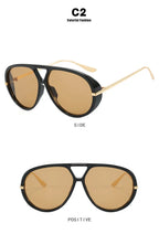 Vintage Retro Metal Double Bridges Round Sunglasses Women Brand Fashion Punk Gradient Shades Trending Sun Glasses Eyewear UV400