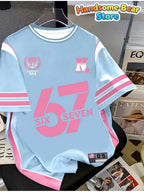 67 Meme T-Shirt for Kids Funny Digital 3D Print Number 67 Football Jersey T Shirt Loose Jersey Style Fashion Children's Clothing