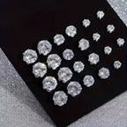 12 Pairs Set Stainless Steel Stud Earrings with Gemstone Buds Round Earrings Unisex Fashion Jewelry Gifts