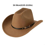 Windproof Cowboy Cap with Large Brims Breathable Western Cowboy Hat Polyester with Decorative Buckle Western Top Hat