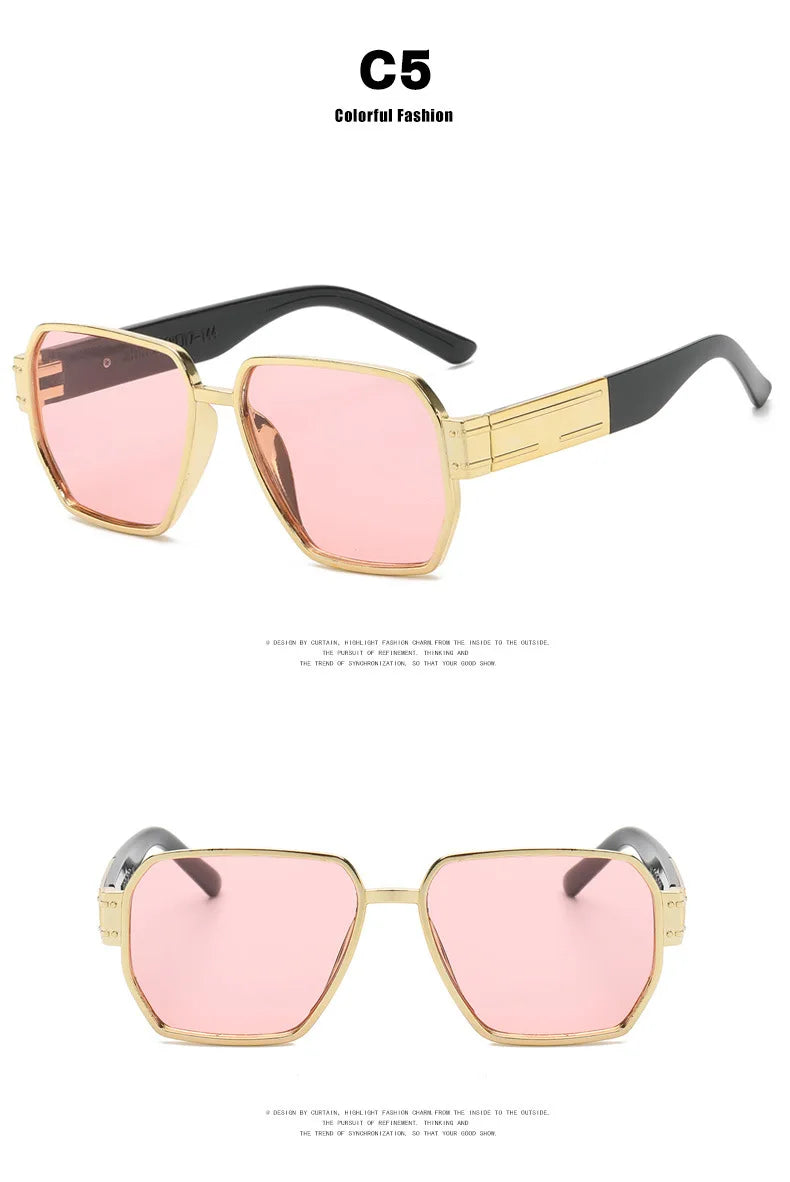 New Fashion Square Oversized Sunglasses Women Big Frame Colorful Sun Glasses Female Oculos Unisex Black Shades Gafas De Sol