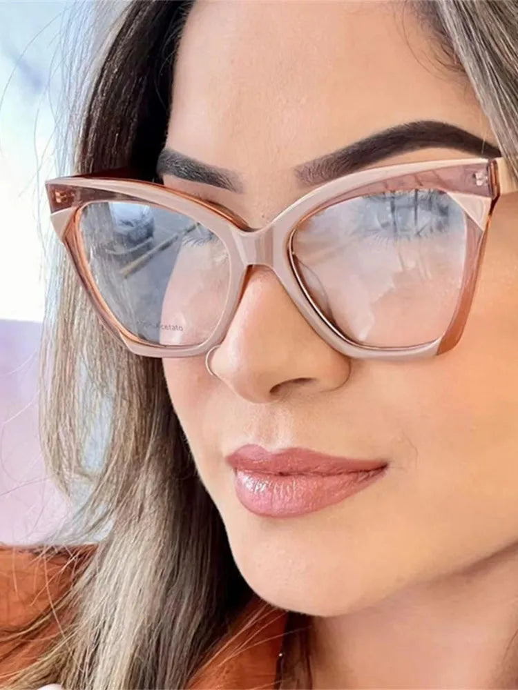 Fashion TR90 Retro Cat Eye Anti-blue Light Glasses Frame Women New Ultra-light Frame Glasses