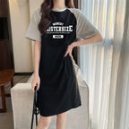 Summer Fashion Trend New Simple Letter Printing Loose Round Neck Short-sleeved Women's Dress