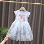 Girls Clothes 2026 New Summer Princess Dresses Flying Sleeve Kids Dress Unicorn Party Baby Dresses for Children Clothing 1-6Y