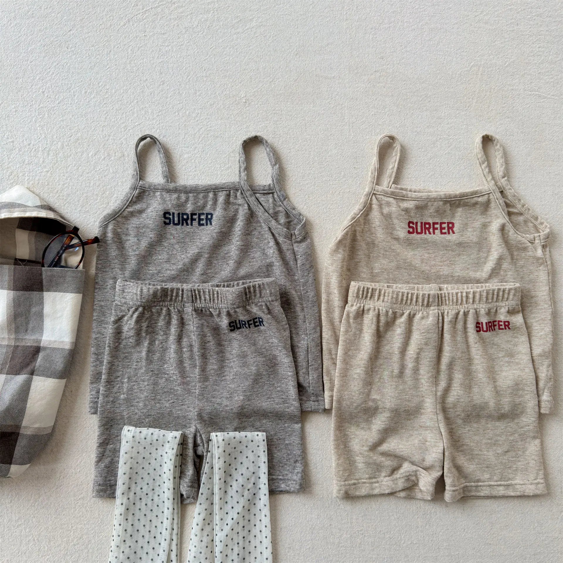 2026 Summer New Children Sleeveless Clothes Set Girls Thin Letter Print Sling Vest + Shorts 2pcs Suit Kids Cotton Outfits