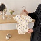 2026 Summer New Baby Sleeveless Sling Bodysuit Cute Infant Girl Heart Print Jumpsuit Cotton Toddler Sling Newborn Clothes 0-24M