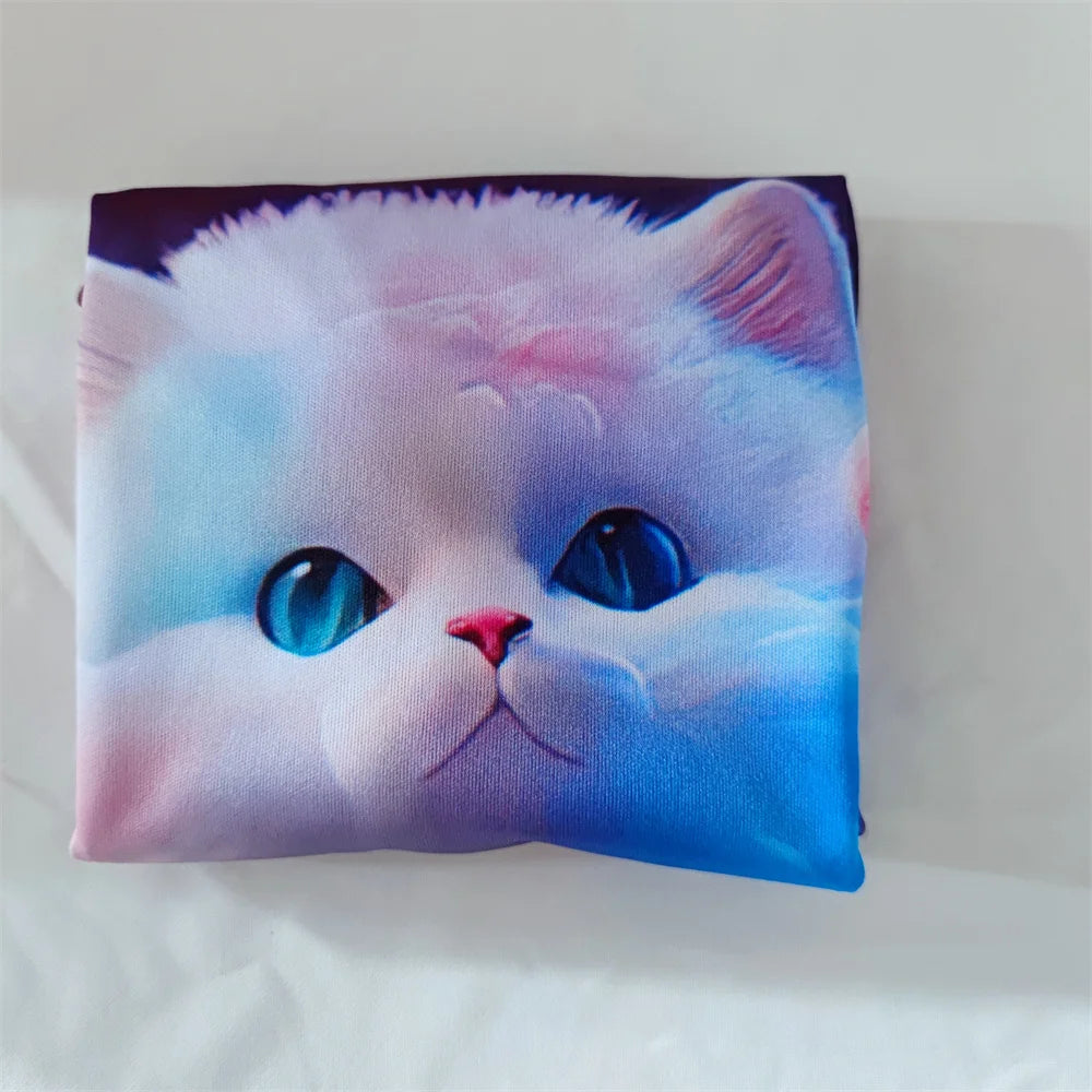 3D Cat Graphic T Shirts Autumn Clothing for Girls O-Neck Streetwear Top Long Sleeve T-Shirt Cartoon Animal Children's T-Shirts