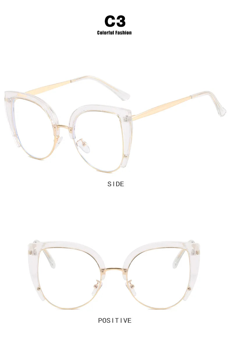 Quality Cat Eye Half Frame Oversized Frame Glasses Anti-blue Light 2023 New Glasses Frame Ins Retro Trend Fashion Glasses 2023