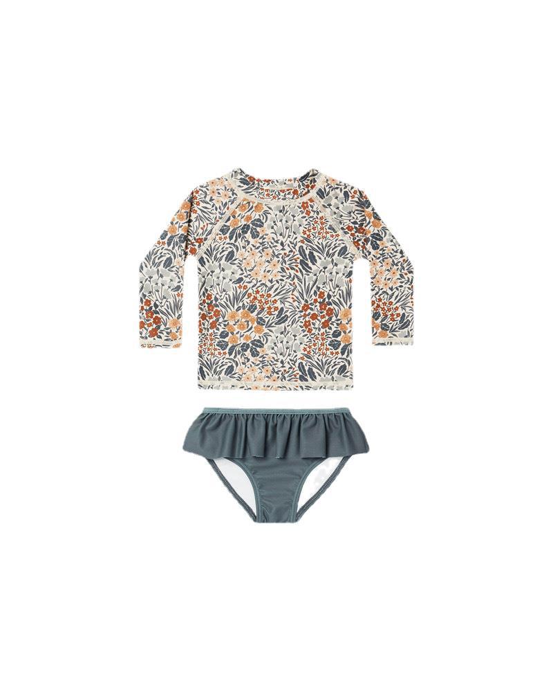 Summer RC Baby Girls Long Sleeve One-piece Swimsuit Set Toddler Girl Sunscreen Floral Bikini Suits Kids Swimwears Bodysuit 1-12Y