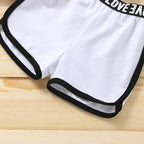 Trendy Summer Children's Sports Clothing Set 2-6Y Patchwork Letter Camisole and Shorts 2Pcs for Girls Kid's Casual Vest Outfit