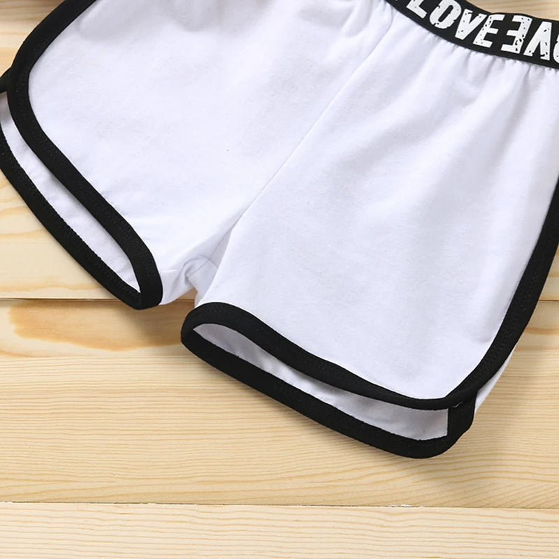 Trendy Summer Children's Sports Clothing Set 2-6Y Patchwork Letter Camisole and Shorts 2Pcs for Girls Kid's Casual Vest Outfit