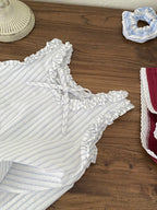2026 Summer New Girls Sleeveless T Shirts Baby Girl Cute Lace Vest Cotton Striped Toddler Thin Breathable Tops Kids Clothes
