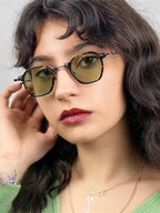 Retro Square Sunglasses Men Small Frame Sun Glasses Women New Fashion Polygonal Metal Eyeglasses Shadow UV400