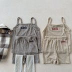 2026 Summer New Children Sleeveless Clothes Set Girls Thin Letter Print Sling Vest + Shorts 2pcs Suit Kids Cotton Outfits
