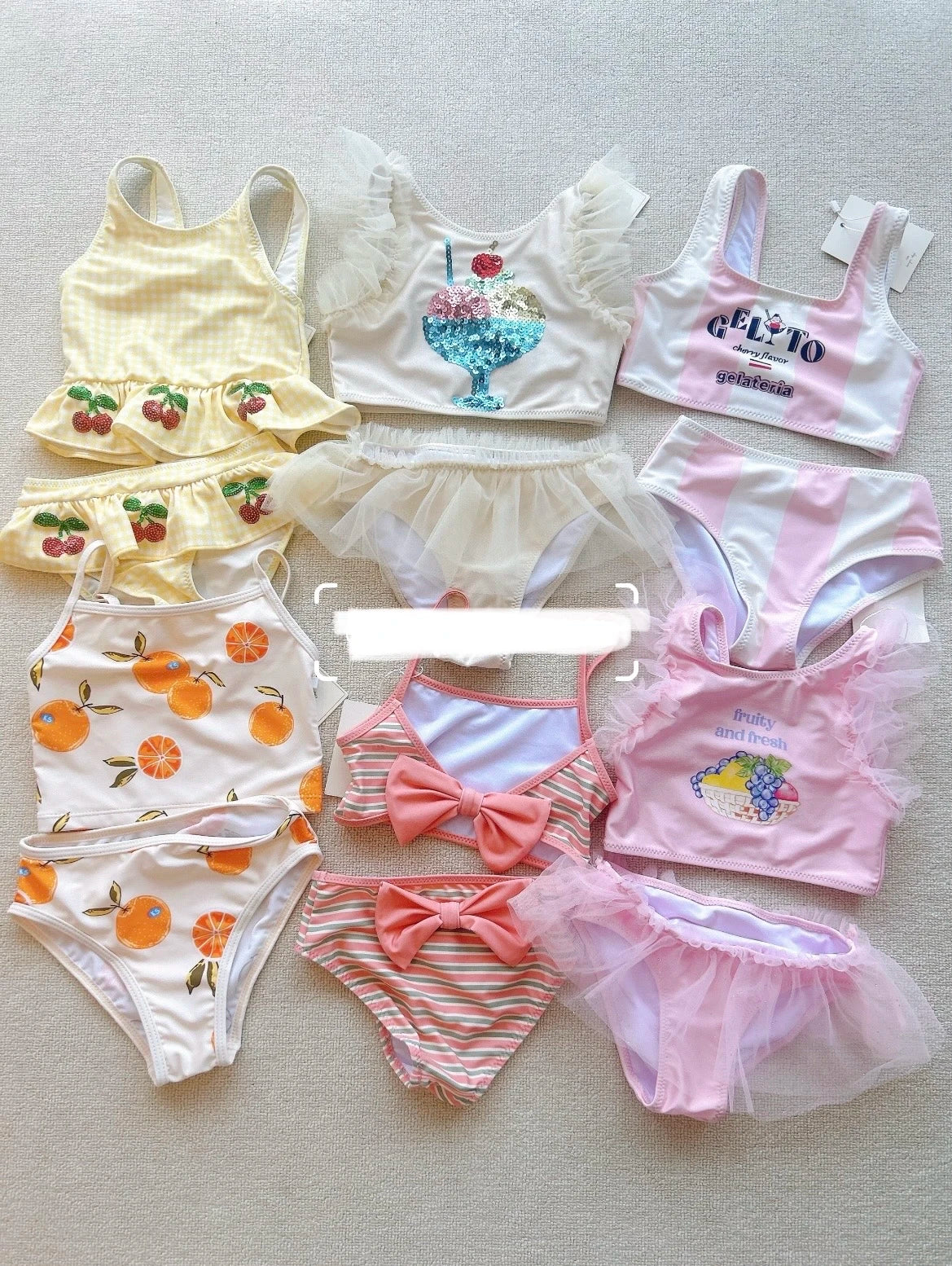 2026 New KS Baby Girls Swimwear One Piece Summer Kids Beach Wear Girls Swimsuit Monokini Children Ruffle Princess Bikinis Sets