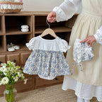 2026 Summer New Baby Girl Sweet Floral Splicing Bodysuit Dress + Hat Infant Cute Princess Jumpsuit Cotton Newborn Clothes 0-24M