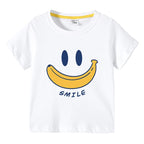 Cute Smiling Banana Kids Short Sleeve T Shirts Boys Girls Same Style Cartoon Casual Tees Comfortable Children Clothing