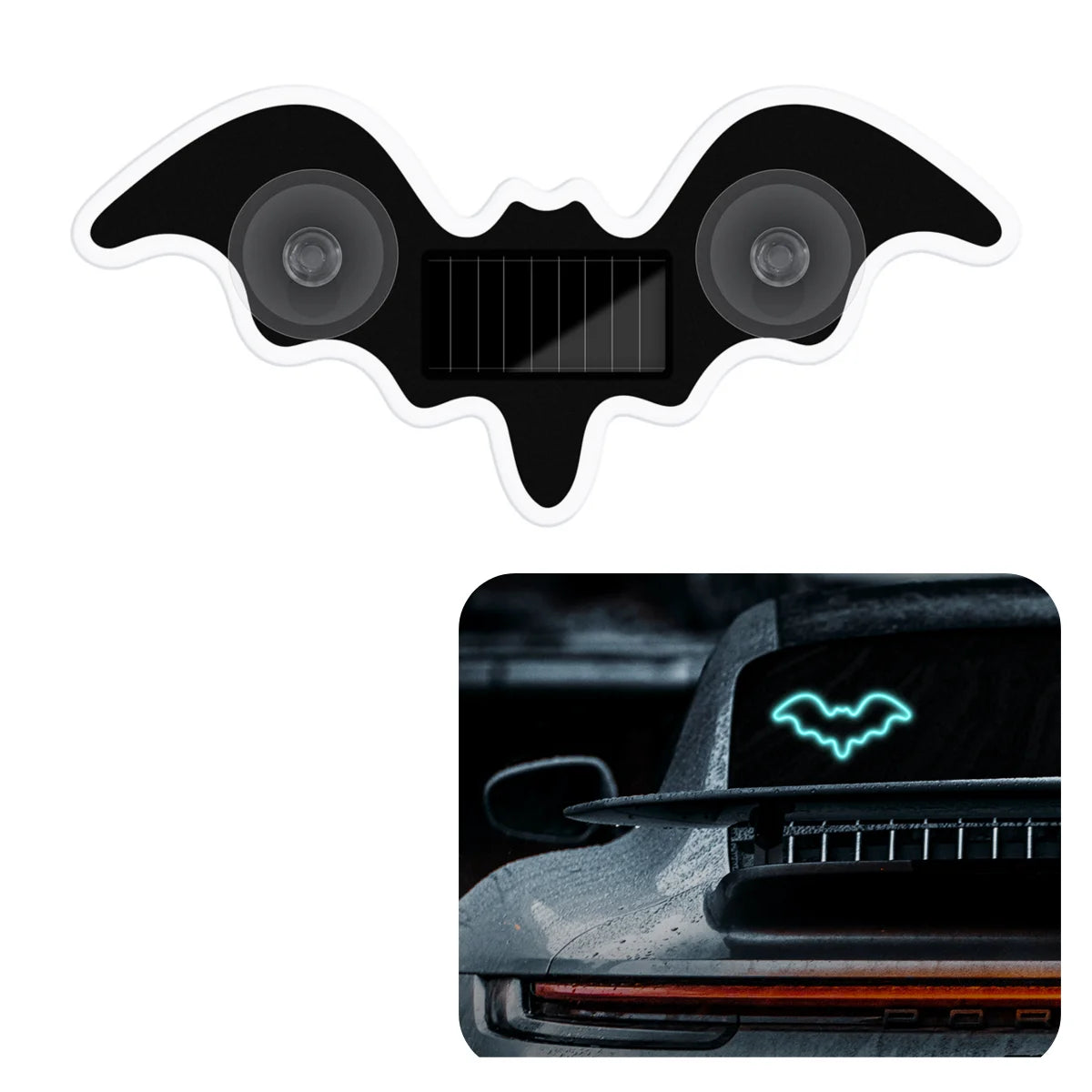 Bat-shaped Universal Solar Power Atmosphere Light Dynamic Gradient LED Fit Car Interior Ambient Light Decoration Accessory RGB