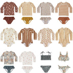 Summer RC Baby Girls Long Sleeve One-piece Swimsuit Set Toddler Girl Sunscreen Floral Bikini Suits Kids Swimwears Bodysuit 1-12Y