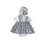 2026 Summer New Baby Girl Sweet Floral Splicing Bodysuit Dress + Hat Infant Cute Princess Jumpsuit Cotton Newborn Clothes 0-24M