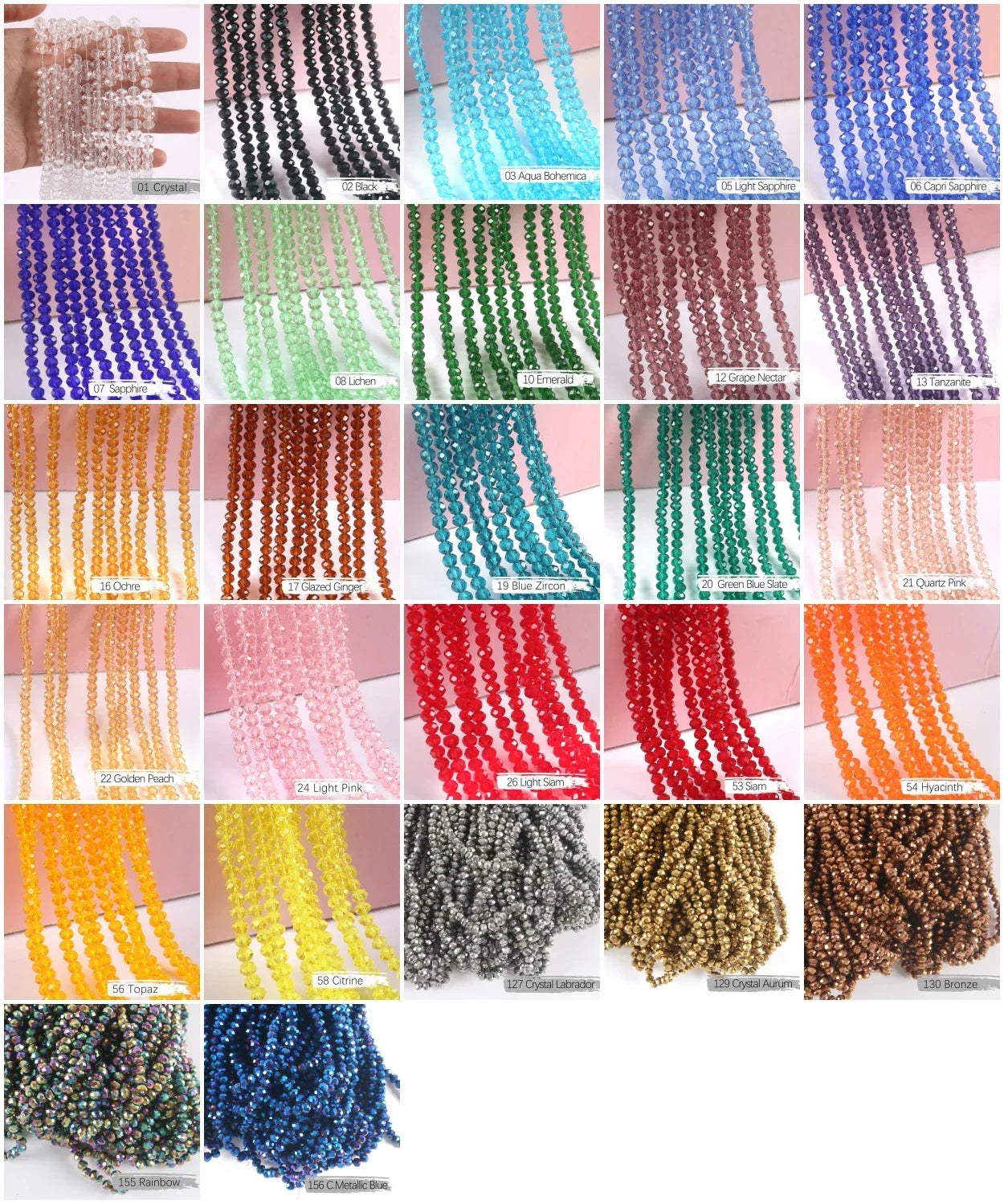 2mm 4mm 6mm 8mm Rondelle Austria Crystal Beads Faceted Glass Beads Loose Spacer Beads for DIY Bracelet Garment Making