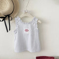 2026 Summer New Girls Sleeveless T Shirts Baby Girl Cute Lace Vest Cotton Striped Toddler Thin Breathable Tops Kids Clothes