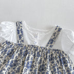 2026 Summer New Baby Girl Sweet Floral Splicing Bodysuit Dress + Hat Infant Cute Princess Jumpsuit Cotton Newborn Clothes 0-24M