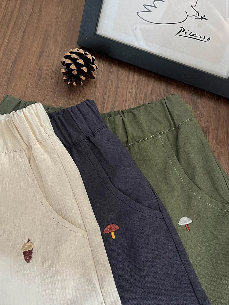 2026 Autumn New Baby Casual Pants Cartoon Embroidery Fashion Boys Versatile Trousers Infant Girl Loose Pants Children Clothes