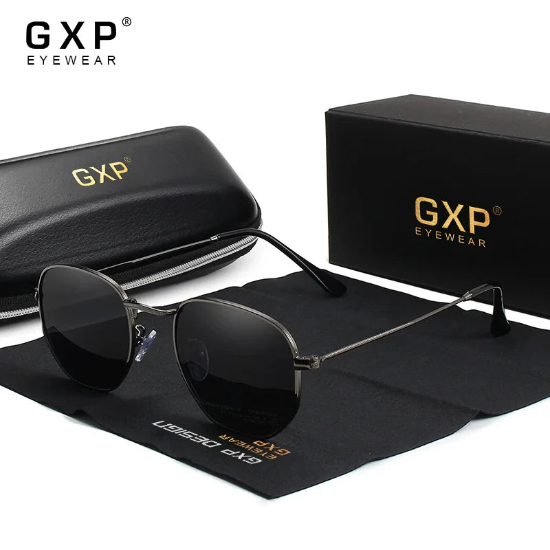 GXP Fashion Anti-glare Sunglasses Men Polygon Retro Sunscreen Glasses Leisure Glasses Outdoor Polarized Driving Eyewear UV400