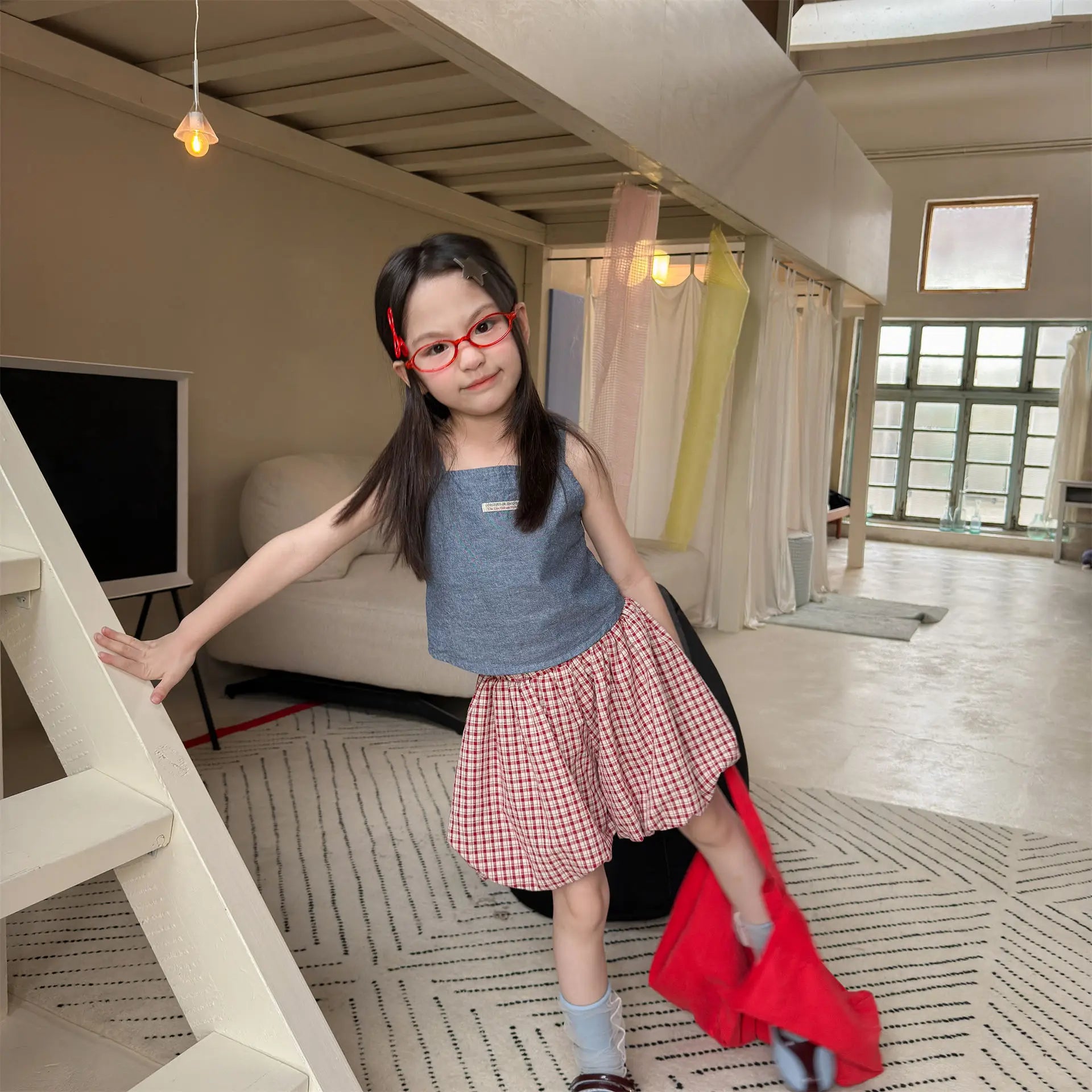 2026 Summer New Children Plaid Shorts Cotton Girls Cute Loose Culottes Kids Fashion Casual Shorts Toddler Clothes