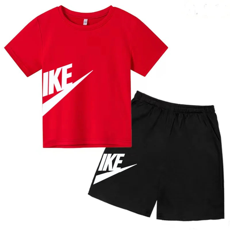 Summer Brand White T-shirt+Shorts Two-piece set Kids New Clothing Fashion Letter Boy Girl3-12Yrs Sports Short-sleeved Casual Set